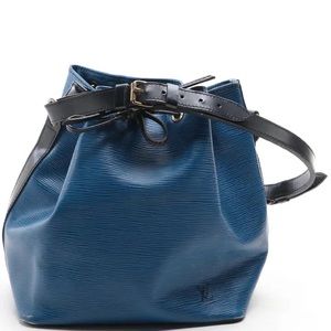 Vintage 1990 Louis Vuitton Petit Noé Bucket Bag in Toledo Blue&Black Epi Leather